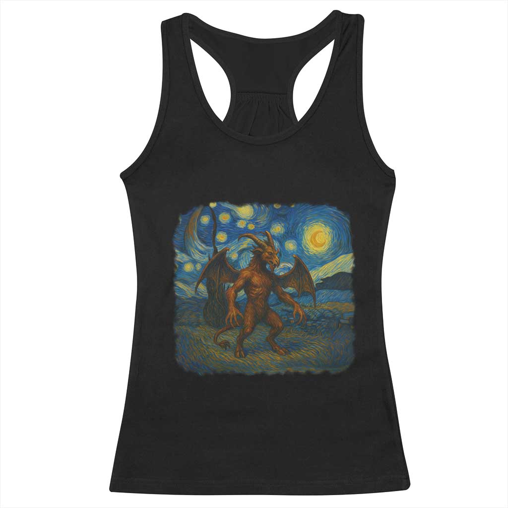 Jersey Devil Starry Night Racerback Tank Top Van Gogh Cryptid Gift TS12 Black Print Your Wear