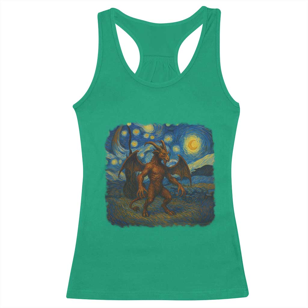 Jersey Devil Starry Night Racerback Tank Top Van Gogh Cryptid Gift TS12 Irish Green Print Your Wear