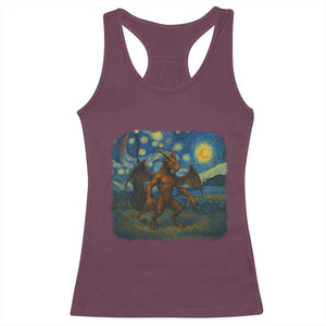 Jersey Devil Starry Night Racerback Tank Top Van Gogh Cryptid Gift TS12 Maroon Print Your Wear