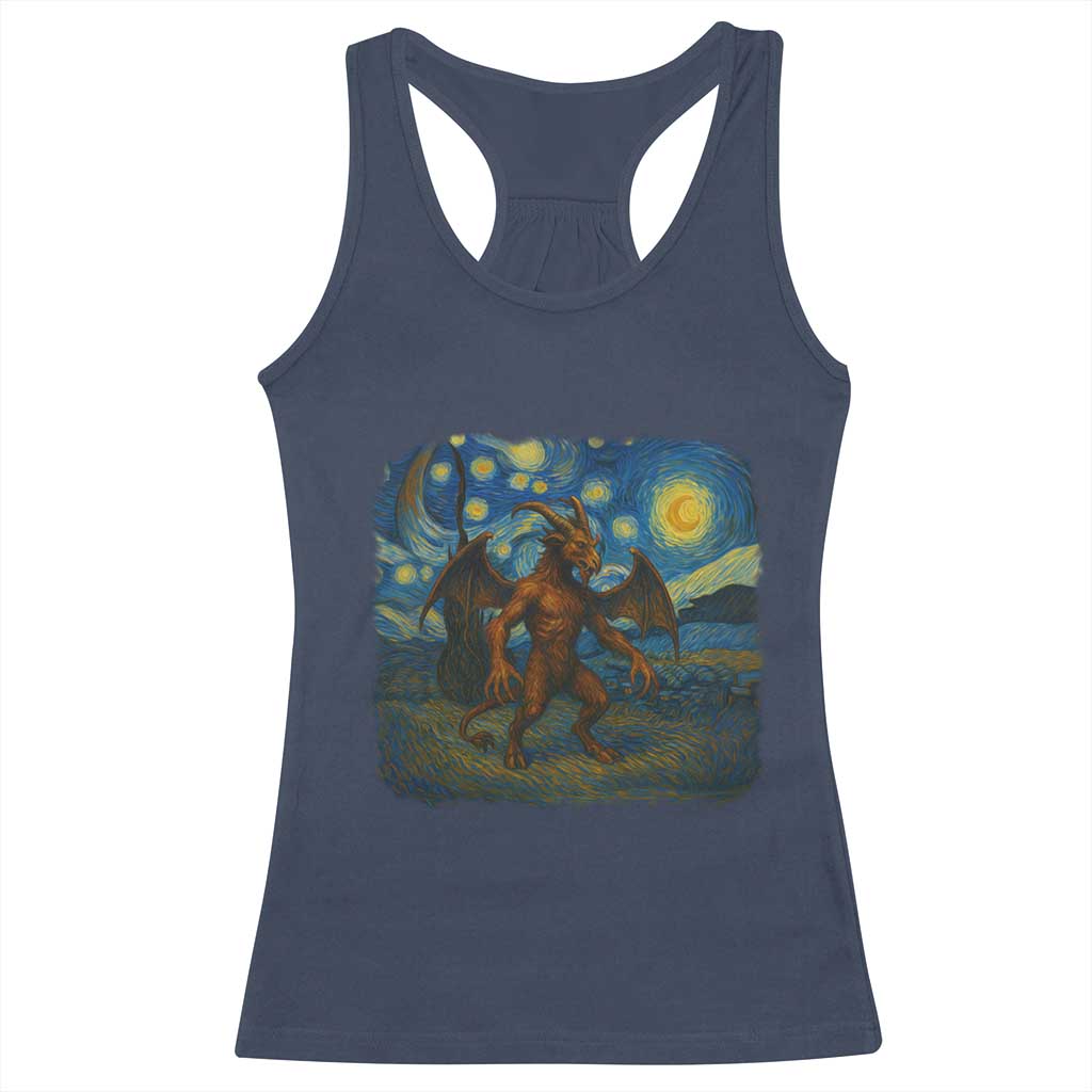 Jersey Devil Starry Night Racerback Tank Top Van Gogh Cryptid Gift TS12 Navy Print Your Wear