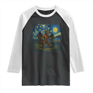 Jersey Devil Starry Night Raglan Shirt Van Gogh Cryptid Gift TS12 Black White Print Your Wear
