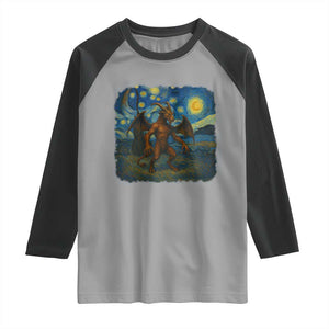 Jersey Devil Starry Night Raglan Shirt Van Gogh Cryptid Gift TS12 Sport Gray Black Print Your Wear