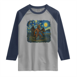 Jersey Devil Starry Night Raglan Shirt Van Gogh Cryptid Gift TS12 Sport Gray Navy Print Your Wear