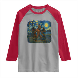 Jersey Devil Starry Night Raglan Shirt Van Gogh Cryptid Gift TS12 Sport Gray Red Print Your Wear