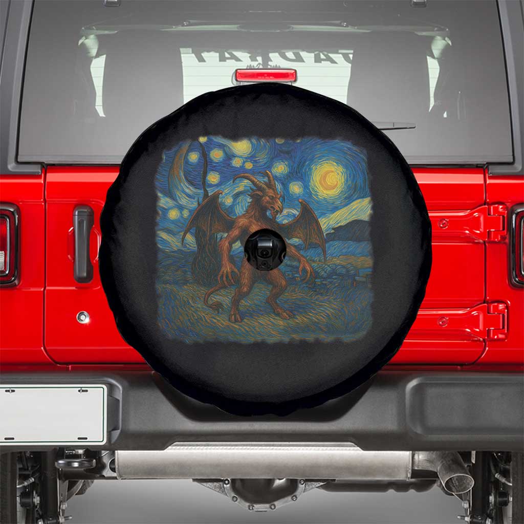 Jersey Devil Starry Night Spare Tire Cover Van Gogh Cryptid Gift TS12 Black Print Your Wear
