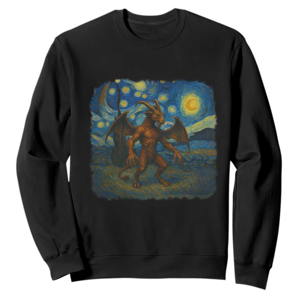 Jersey Devil Starry Night Sweatshirt Van Gogh Cryptid Gift TS12 Black Print Your Wear
