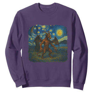 Jersey Devil Starry Night Sweatshirt Van Gogh Cryptid Gift TS12 Purple Print Your Wear