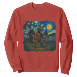 Jersey Devil Starry Night Sweatshirt Van Gogh Cryptid Gift TS12 Red Print Your Wear