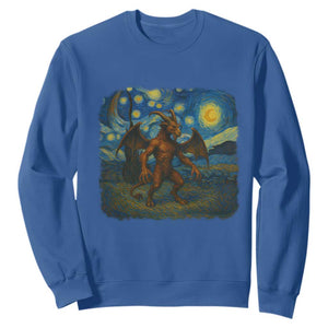 Jersey Devil Starry Night Sweatshirt Van Gogh Cryptid Gift TS12 Royal Blue Print Your Wear