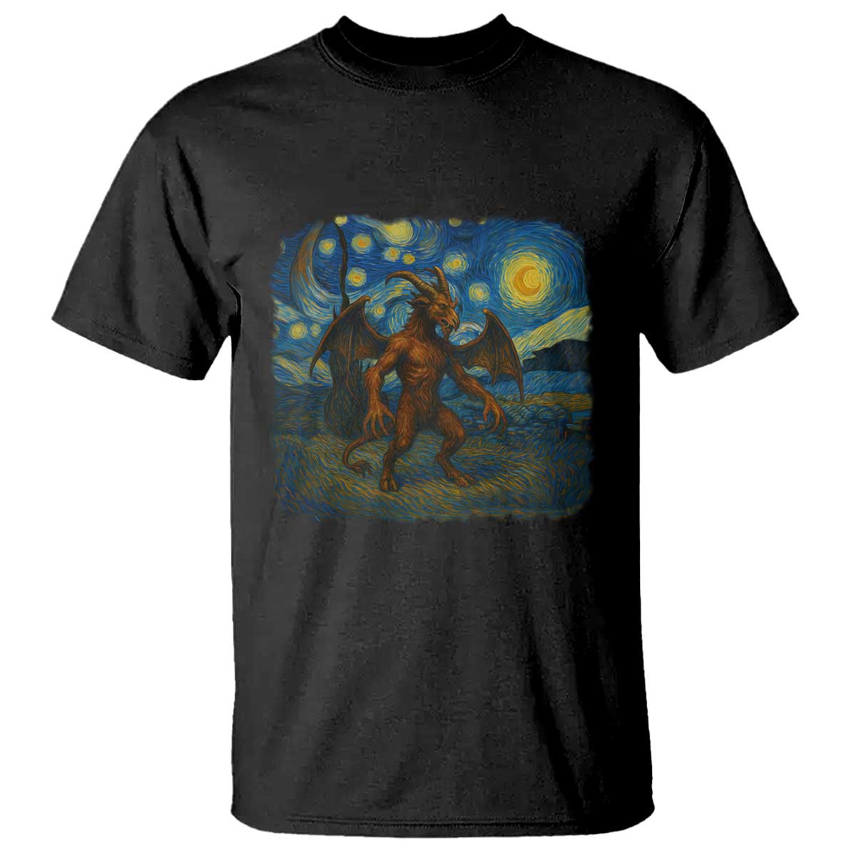 Jersey Devil Starry Night T Shirt Van Gogh Cryptid Gift TS12 Black Print Your Wear