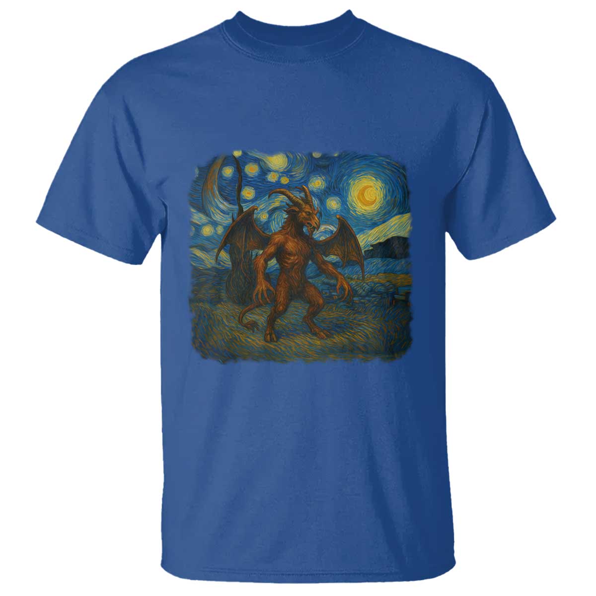 Jersey Devil Starry Night T Shirt Van Gogh Cryptid Gift TS12 Royal Blue Print Your Wear