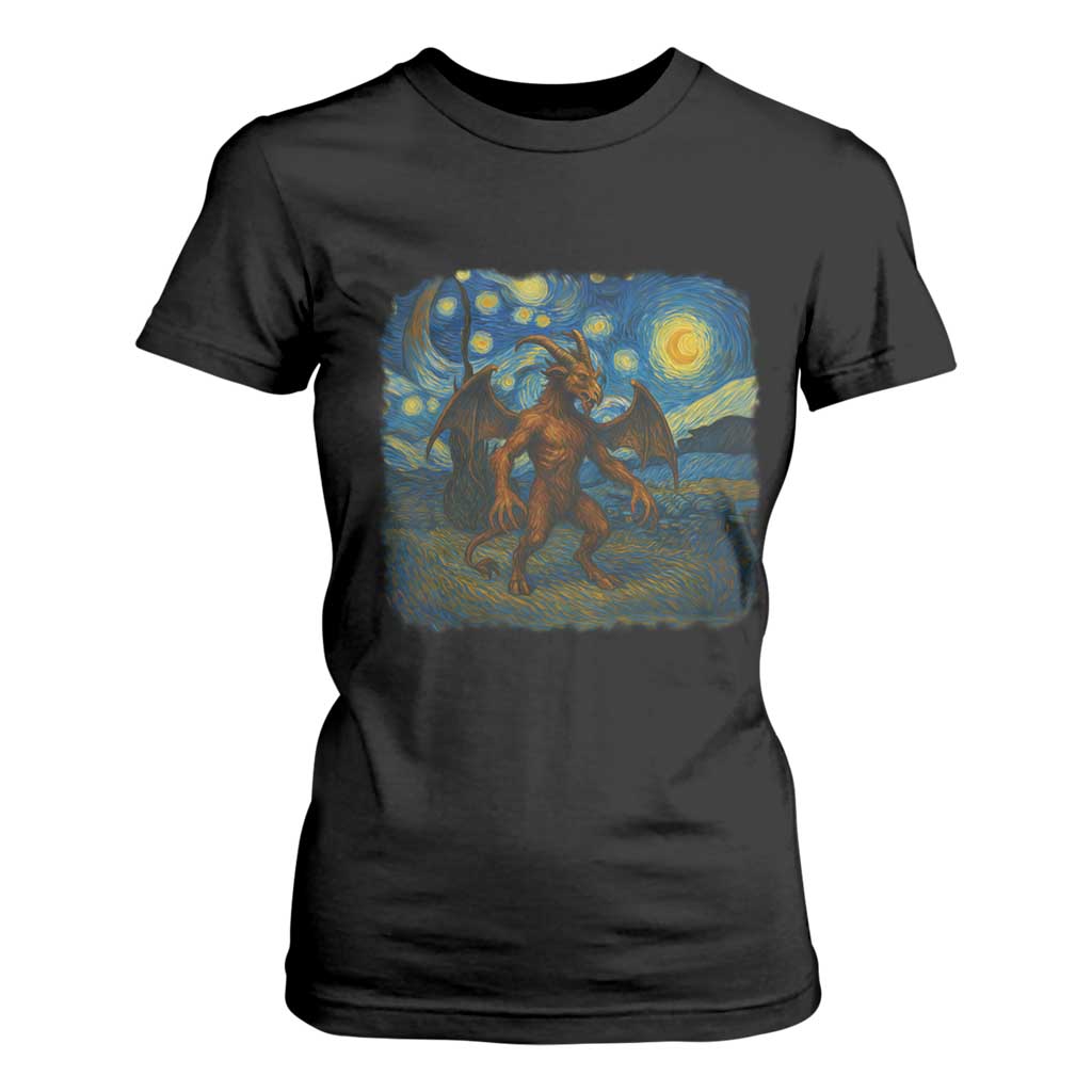 Jersey Devil Starry Night T Shirt For Women Van Gogh Cryptid Gift TS12 Black Print Your Wear