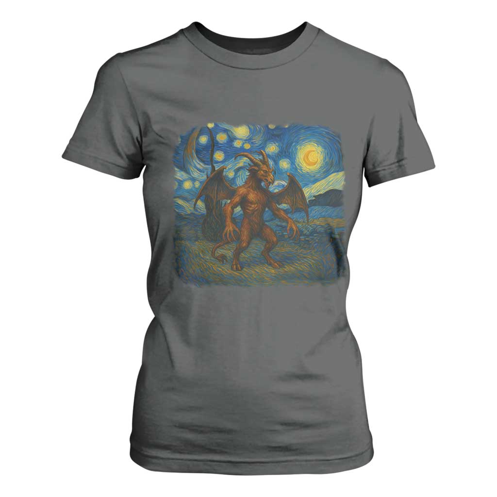 Jersey Devil Starry Night T Shirt For Women Van Gogh Cryptid Gift TS12 Dark Heather Print Your Wear