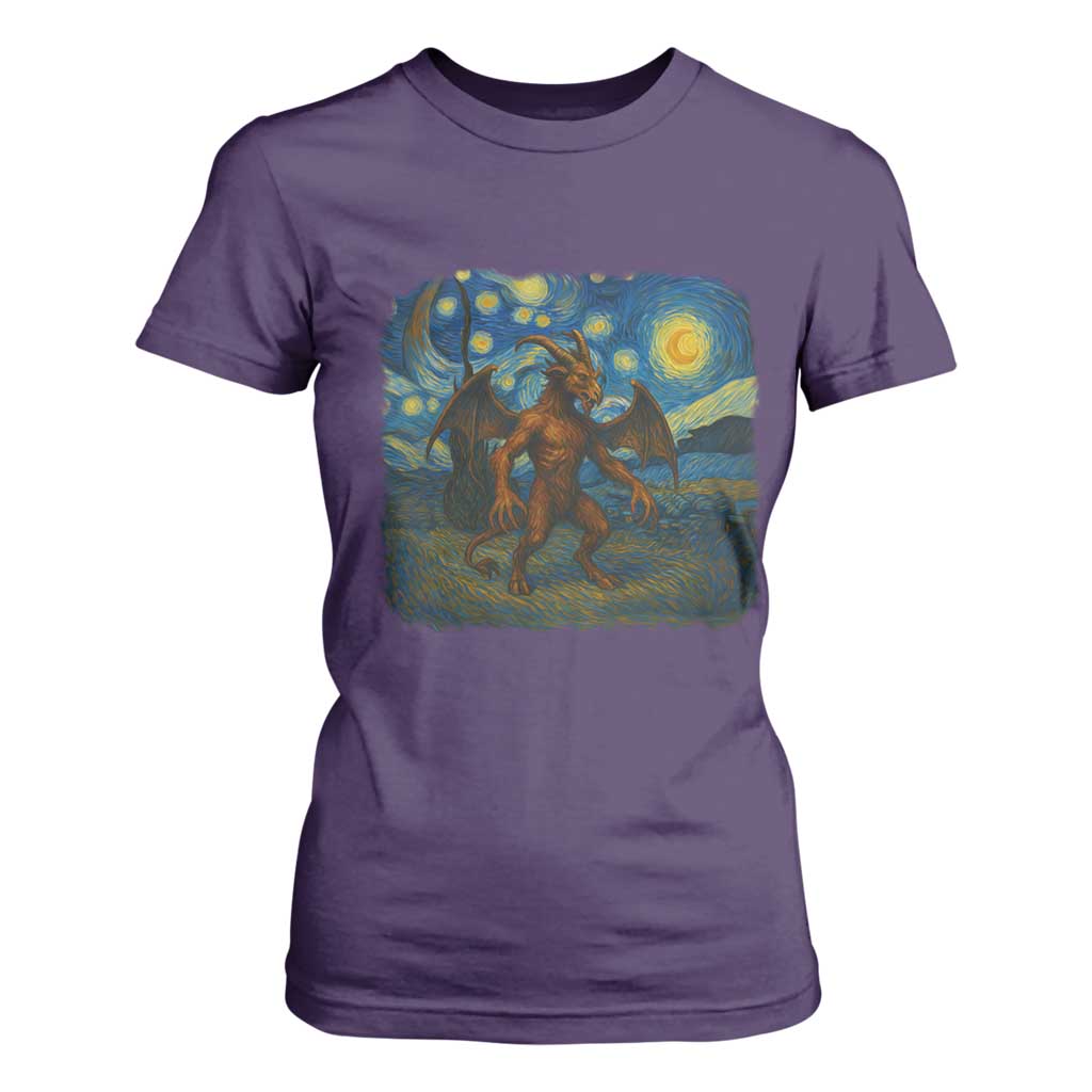 Jersey Devil Starry Night T Shirt For Women Van Gogh Cryptid Gift TS12 Purple Print Your Wear