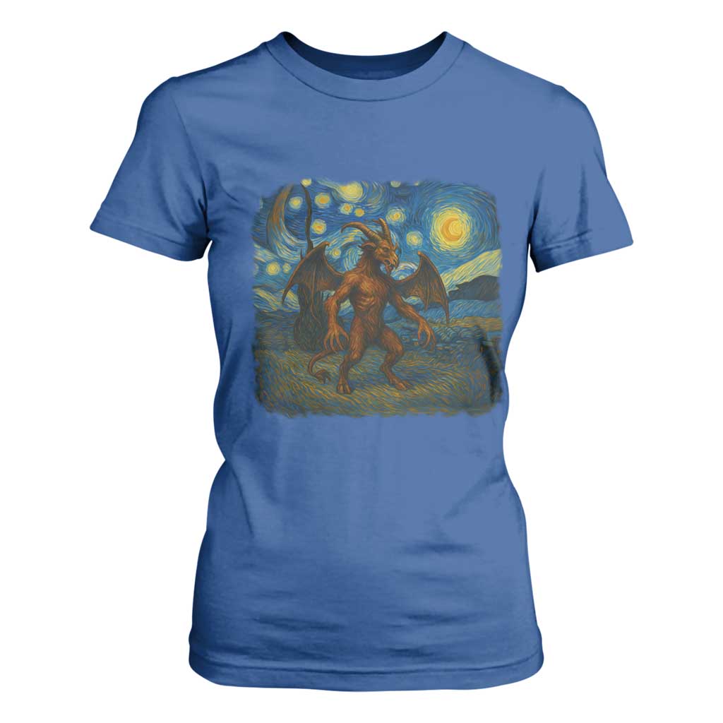 Jersey Devil Starry Night T Shirt For Women Van Gogh Cryptid Gift TS12 Royal Blue Print Your Wear