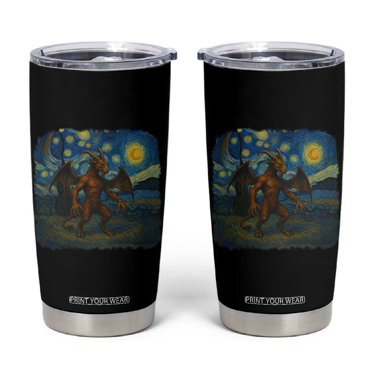 Jersey Devil Starry Night Tumbler Cup Van Gogh Cryptid Gift TS12 Black Print Your Wear