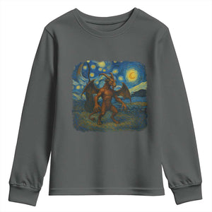 Jersey Devil Starry Night Youth Sweatshirt Van Gogh Cryptid Gift TS12 Dark Heather Print Your Wear