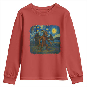 Jersey Devil Starry Night Youth Sweatshirt Van Gogh Cryptid Gift TS12 Red Print Your Wear