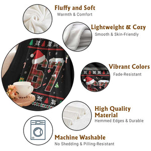 Funny Six Seven Meme Christmas Ugly Sweater Throw Blanket Trendy Tiktok Gift - Print Your Wear