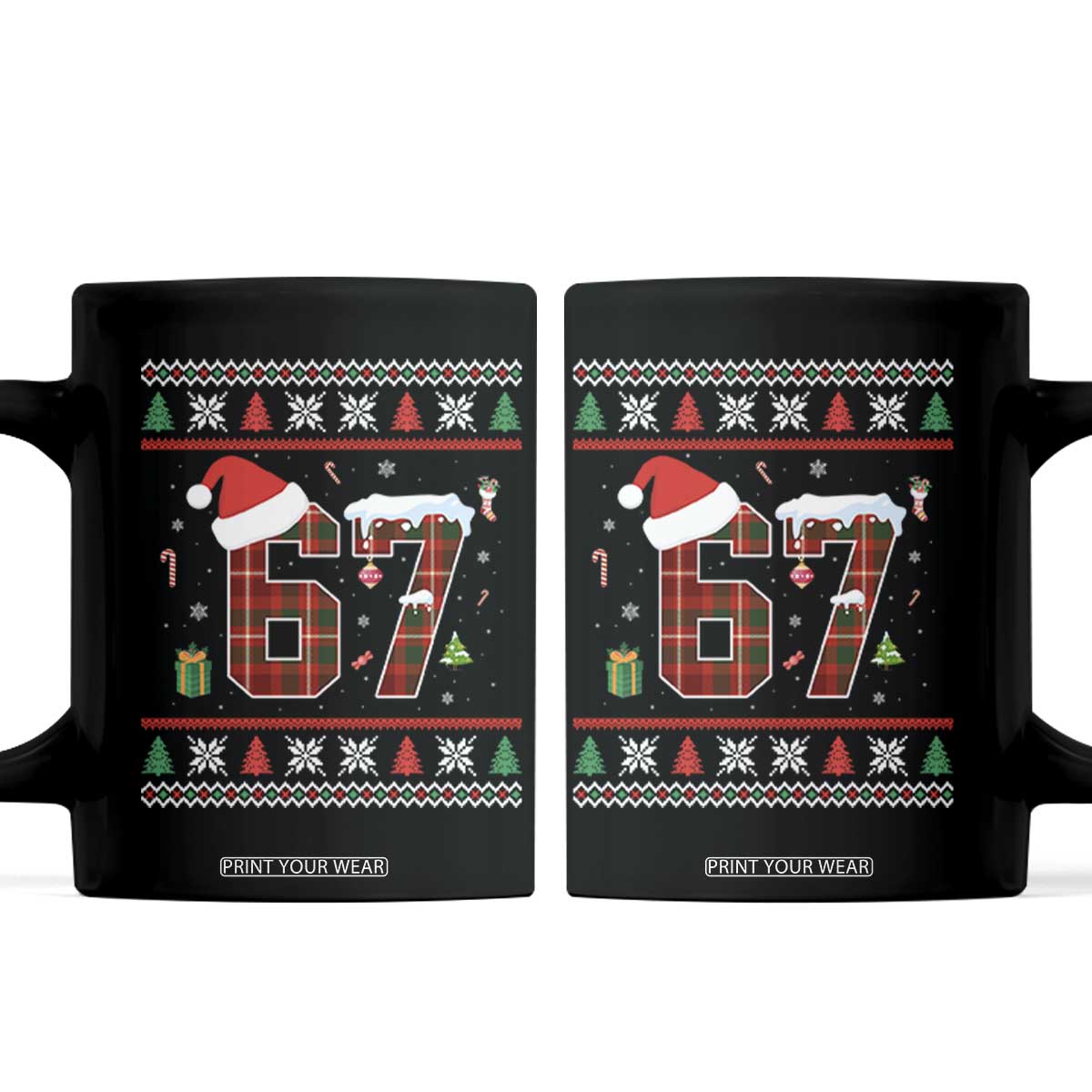 Funny Six Seven Meme Christmas Ugly Sweater Coffee Mug Trendy Tiktok Gift TS12 Black Print Your Wear