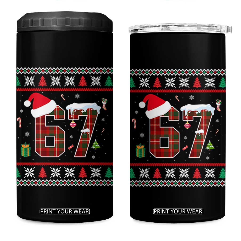 Funny Six Seven Meme Christmas Ugly Sweater 4 in 1 Can Cooler Tumbler Trendy Tiktok Gift - Print Your Wear