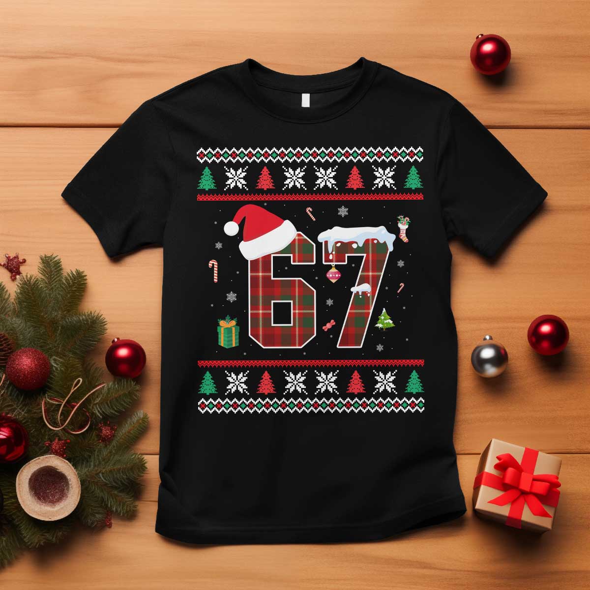 Funny Six Seven Meme Christmas Ugly Sweater T Shirt Trendy Tiktok Gift TS12 Black Print Your Wear