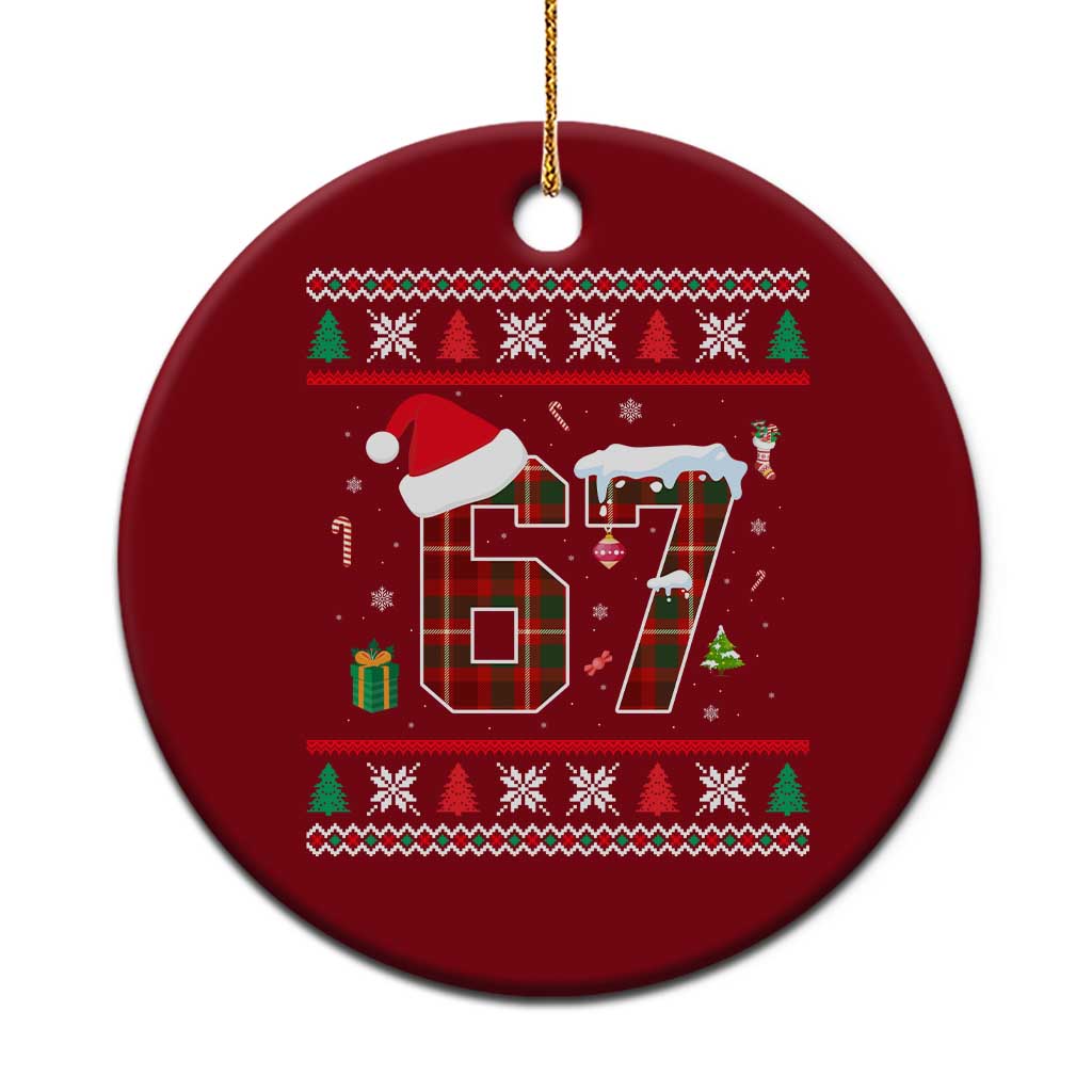 Funny Six Seven Meme Xmas Ugly Sweater Ceramic Ornament Trendy Tiktok Gift TS12 1pc Red Print Your Wear