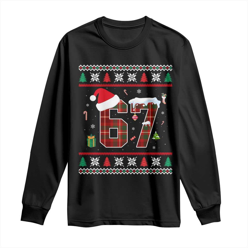Funny Six Seven Meme Christmas Ugly Sweater Long Sleeve Shirt Trendy Tiktok Gift - Print Your Wear