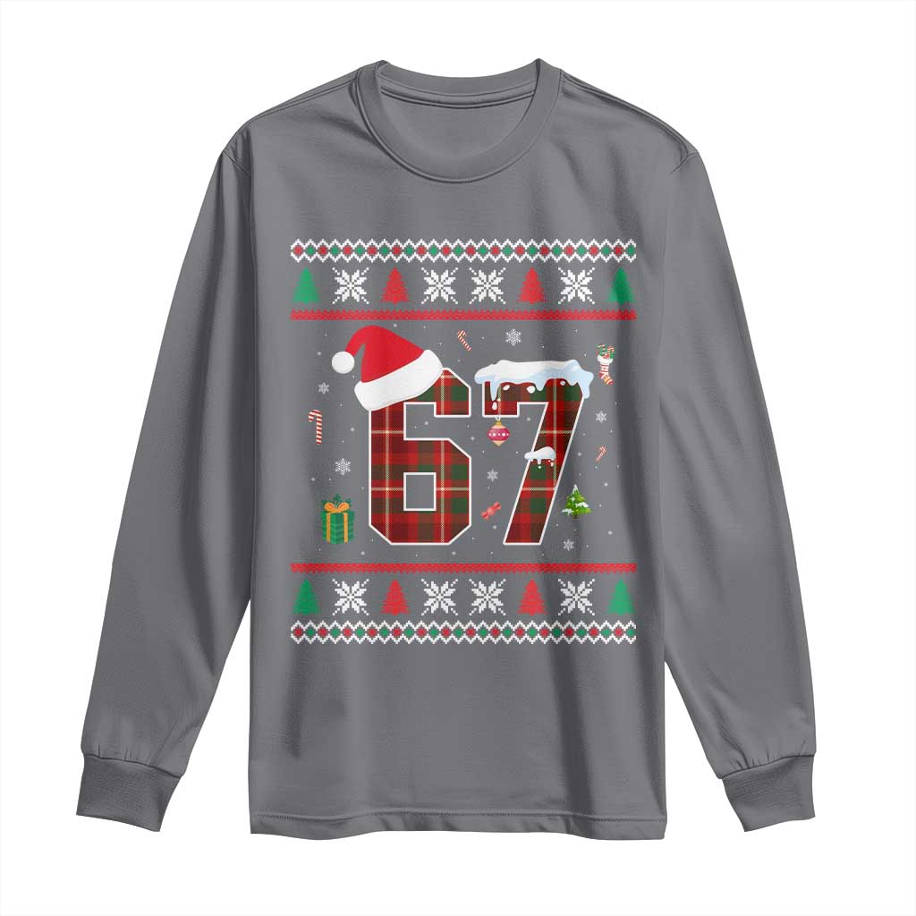 Funny Six Seven Meme Christmas Ugly Sweater Long Sleeve Shirt Trendy Tiktok Gift TS12 Charcoal Print Your Wear