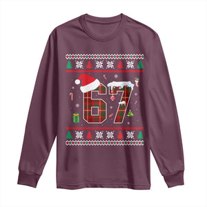 Funny Six Seven Meme Christmas Ugly Sweater Long Sleeve Shirt Trendy Tiktok Gift TS12 Maroon Print Your Wear