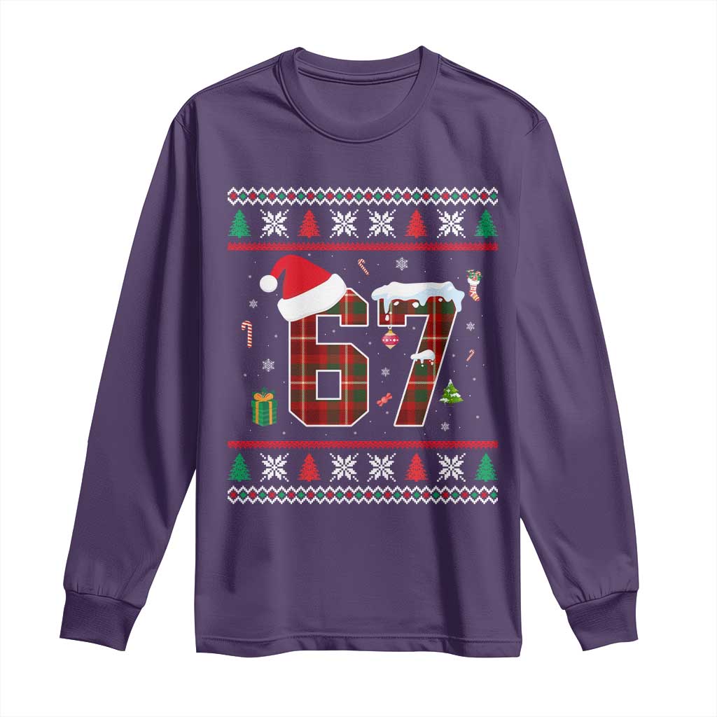 Funny Six Seven Meme Christmas Ugly Sweater Long Sleeve Shirt Trendy Tiktok Gift TS12 Purple Print Your Wear