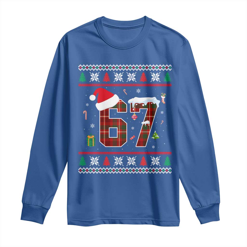 Funny Six Seven Meme Christmas Ugly Sweater Long Sleeve Shirt Trendy Tiktok Gift TS12 Royal Blue Print Your Wear