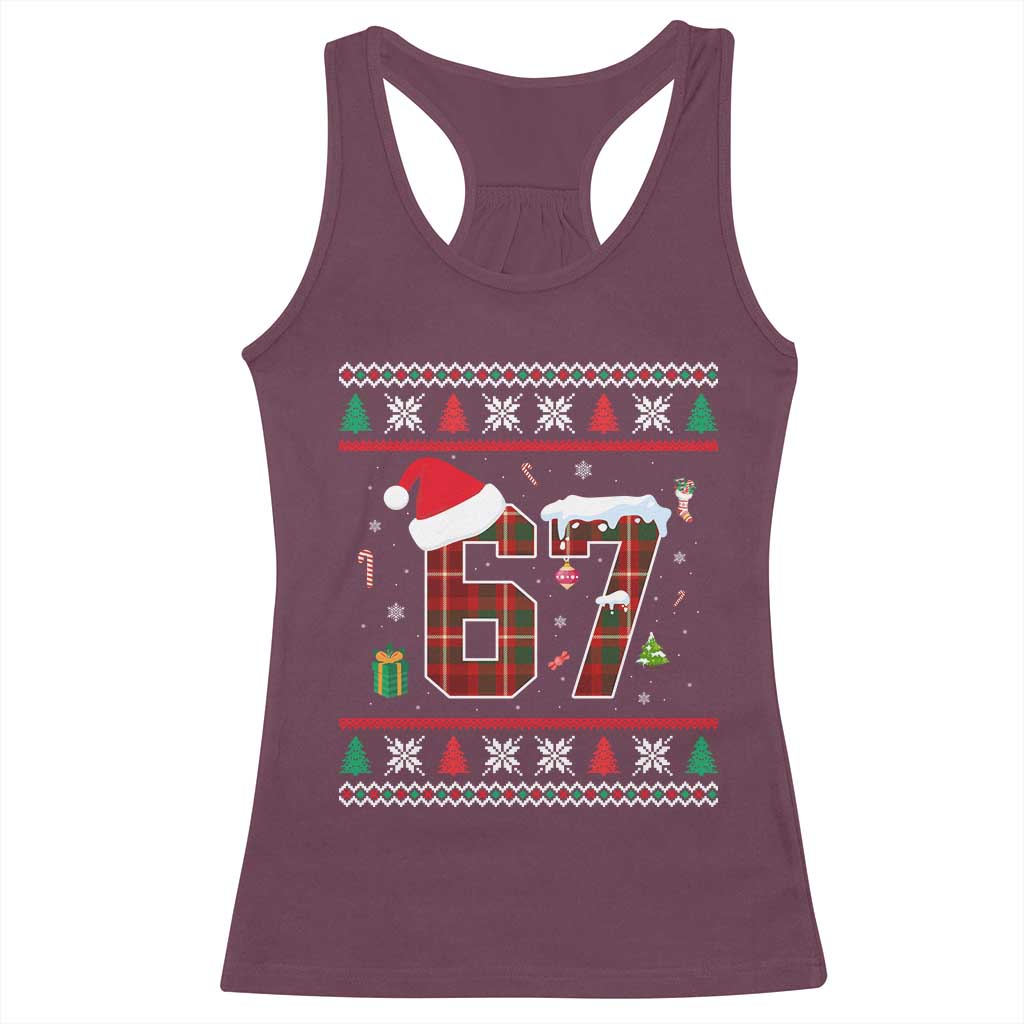 Funny Six Seven Meme Christmas Ugly Sweater Racerback Tank Top Trendy Tiktok Gift TS12 Maroon Print Your Wear