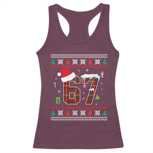 Funny Six Seven Meme Christmas Ugly Sweater Racerback Tank Top Trendy Tiktok Gift TS12 Maroon Print Your Wear