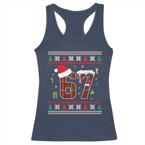 Funny Six Seven Meme Christmas Ugly Sweater Racerback Tank Top Trendy Tiktok Gift TS12 Navy Print Your Wear