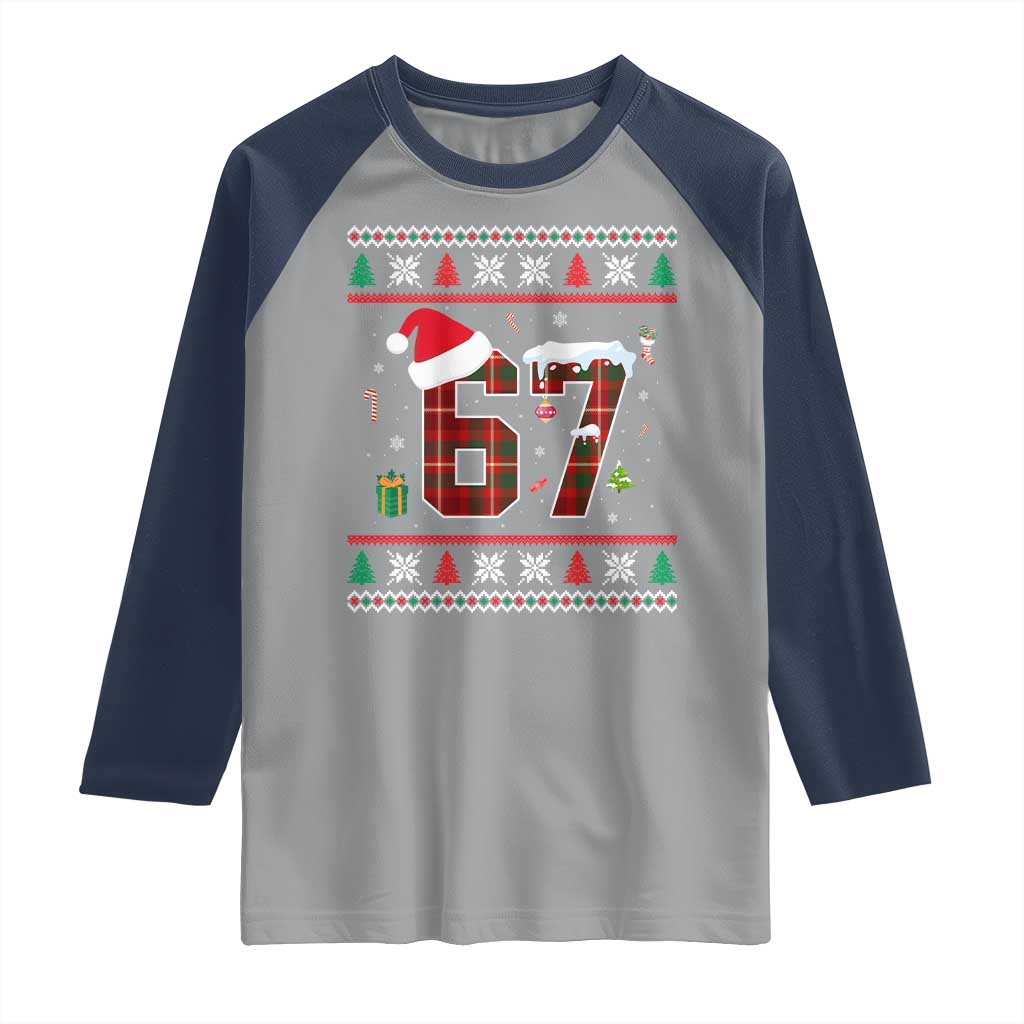 Funny Six Seven Meme Christmas Ugly Sweater Raglan Shirt Trendy Tiktok Gift TS12 Sport Gray Navy Print Your Wear