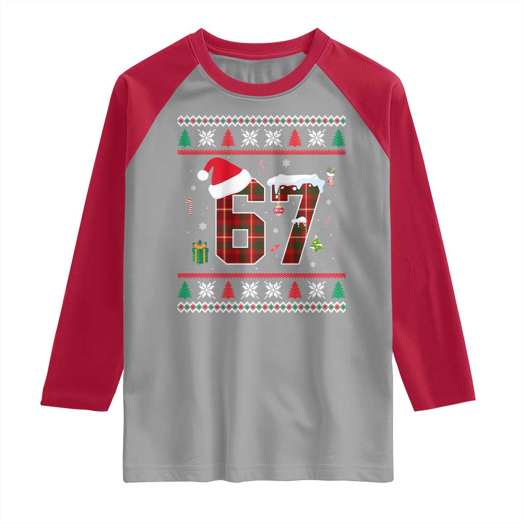 Funny Six Seven Meme Christmas Ugly Sweater Raglan Shirt Trendy Tiktok Gift TS12 Sport Gray Red Print Your Wear
