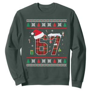 Funny Six Seven Meme Christmas Ugly Sweater Sweatshirt Trendy Tiktok Gift TS12 Dark Forest Green Print Your Wear
