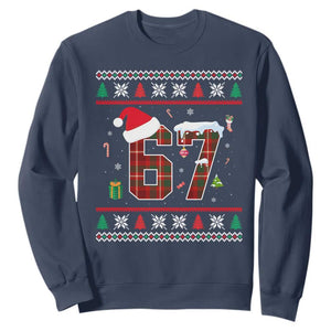 Funny Six Seven Meme Christmas Ugly Sweater Sweatshirt Trendy Tiktok Gift TS12 Navy Print Your Wear