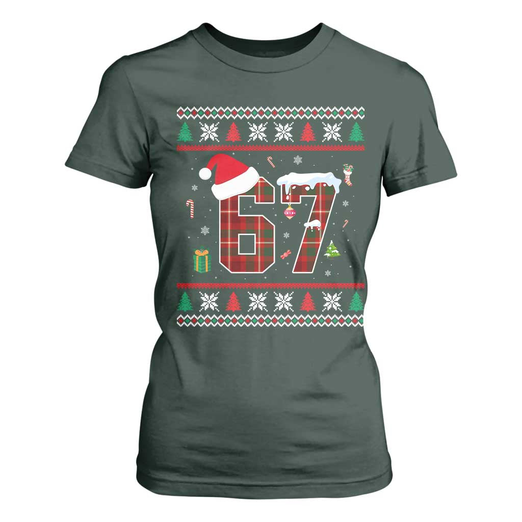 Funny Six Seven Meme Christmas Ugly Sweater T Shirt For Women Trendy Tiktok Gift TS12 Dark Forest Green Print Your Wear