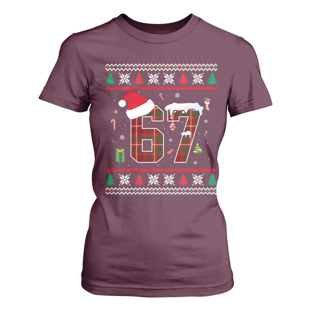 Funny Six Seven Meme Christmas Ugly Sweater T Shirt For Women Trendy Tiktok Gift TS12 Maroon Print Your Wear