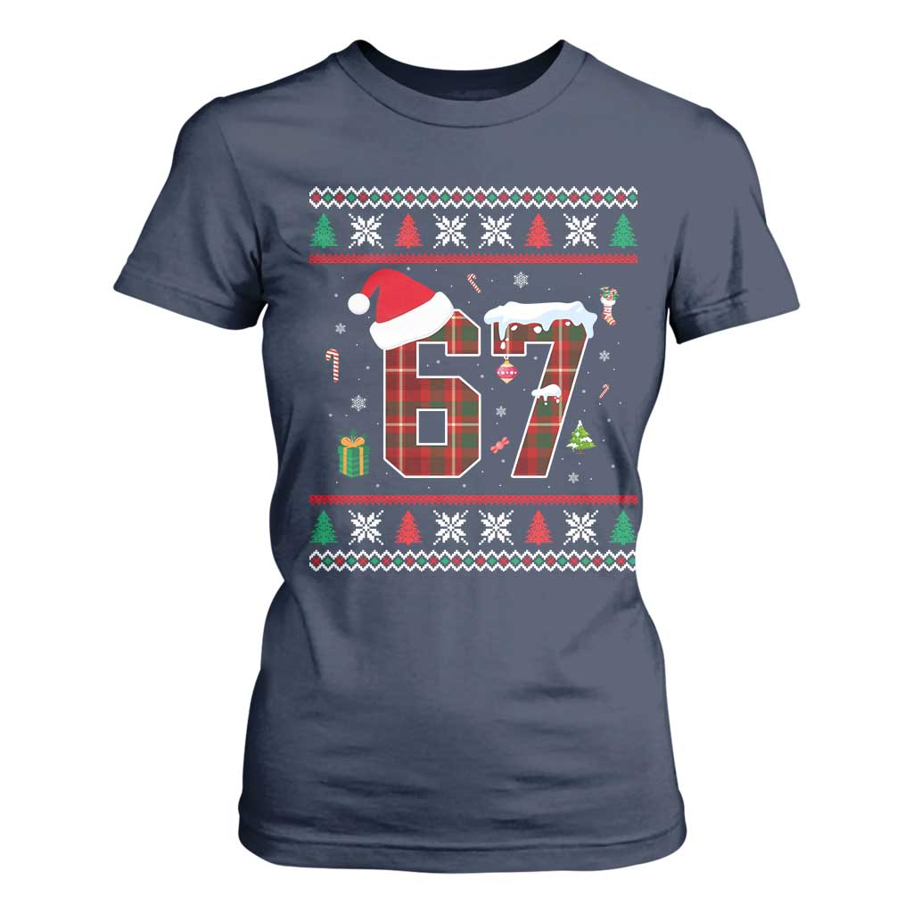 Funny Six Seven Meme Christmas Ugly Sweater T Shirt For Women Trendy Tiktok Gift TS12 Navy Print Your Wear