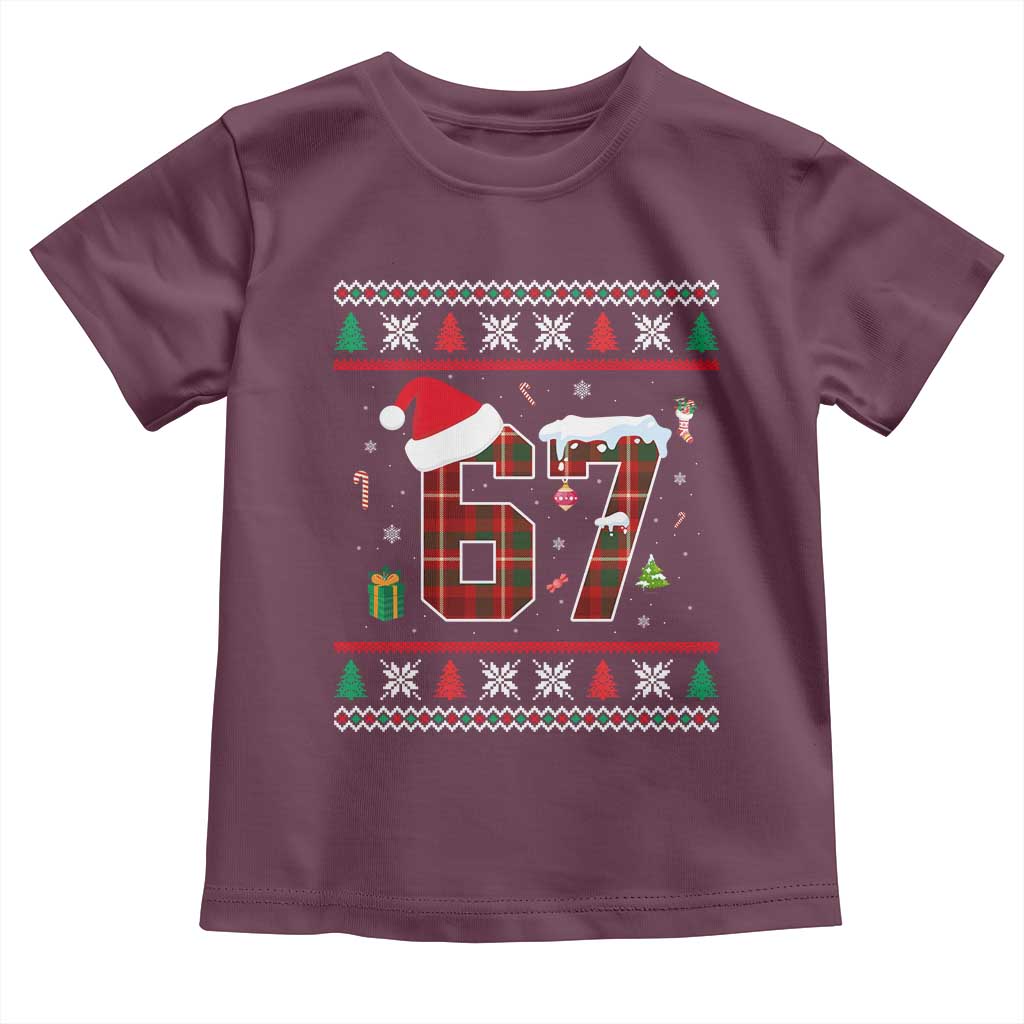 Funny Six Seven Meme Christmas Ugly Sweater Toddler T Shirt Trendy Tiktok Gift TS12 Maroon Print Your Wear