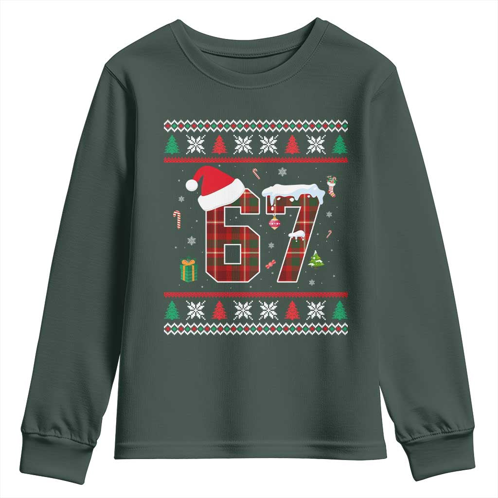 Funny Six Seven Meme Christmas Ugly Sweater Youth Sweatshirt Trendy Tiktok Gift TS12 Dark Forest Green Print Your Wear