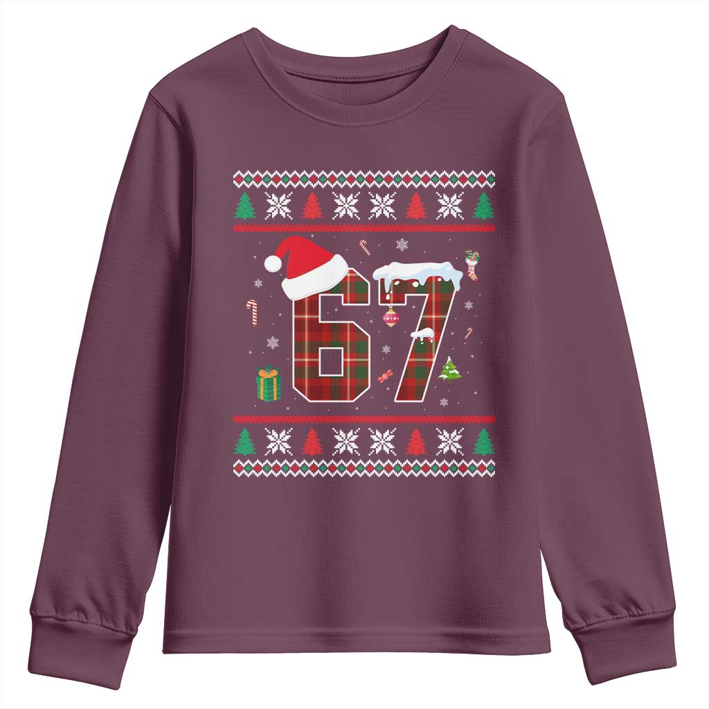 Funny Six Seven Meme Christmas Ugly Sweater Youth Sweatshirt Trendy Tiktok Gift TS12 Maroon Print Your Wear