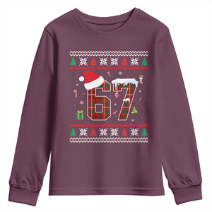 Funny Six Seven Meme Christmas Ugly Sweater Youth Sweatshirt Trendy Tiktok Gift TS12 Maroon Print Your Wear
