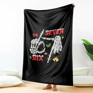 Six And Seven Meme Skeleton Throw Blanket Funny Trendy Christmas Party Gift - Print Your Wear