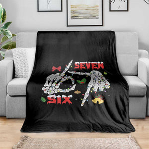 Six And Seven Meme Skeleton Throw Blanket Funny Trendy Christmas Party Gift - Print Your Wear