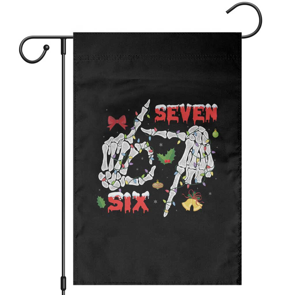 Six And Seven Meme Skeleton Garden Flag Funny Trendy Christmas Party Gift TS12 Black Print Your Wear