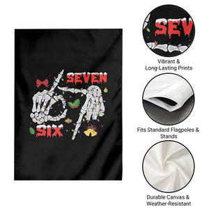 Six And Seven Meme Skeleton Garden Flag Funny Trendy Christmas Party Gift - Print Your Wear